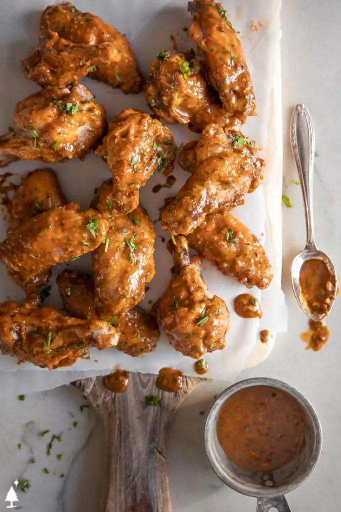 top view of chipotle chicken on a platter