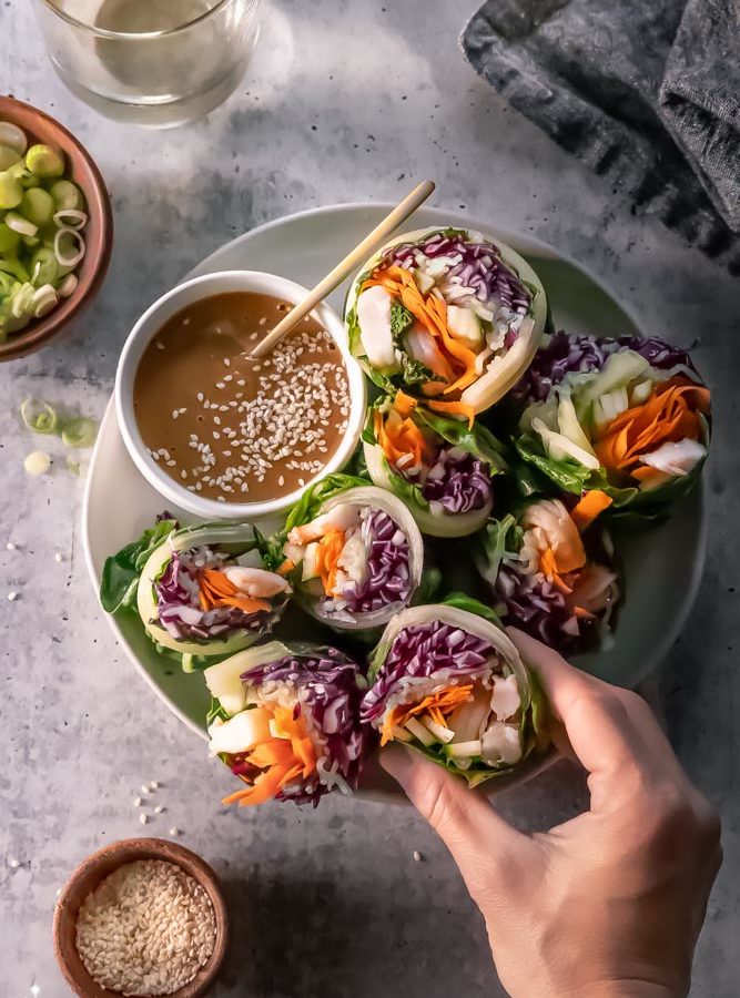 Low Carb Keto Spring Rolls with Peanut Sauce