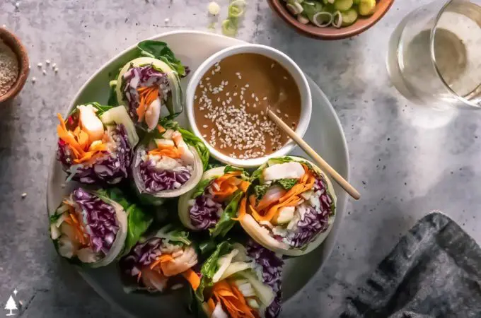 shrimp spring rolls with peanut sauce