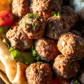 closer view of healthy mediterranean meatballs