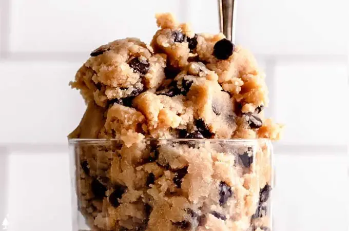 closer view of sugar free chocolate chip cookie dough