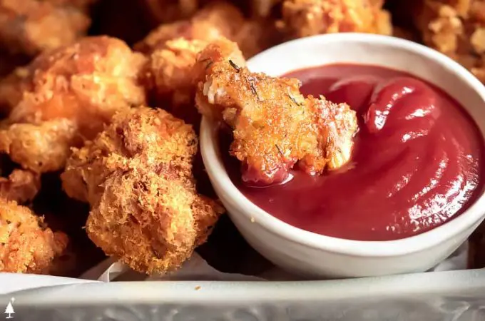 closer view of keto chicken nuggets without almond flour