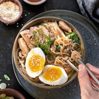 top view of healthy ramen in a bowl