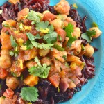 Moroccan Chickpeas over Spiralized Beet Noodles