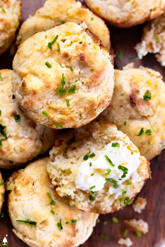 top view of fluffy almond flour biscuits
