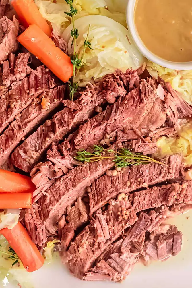 top view of corned beef instant pot