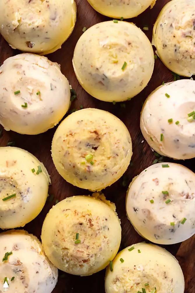 top view of ham and cheese egg bites instant pot