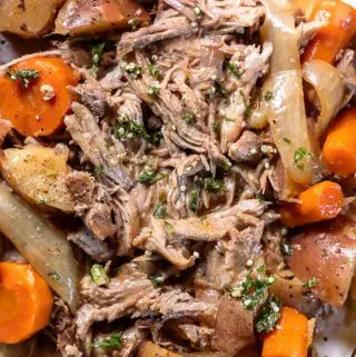 closer view of pork shoulder roast instant pot