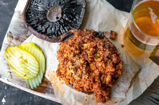 Bunless sloppy joe with drink on the side