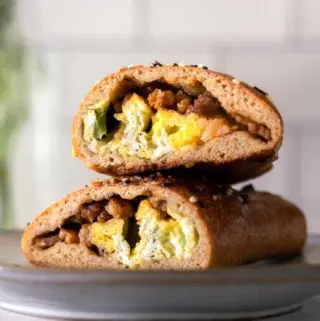 stack of keto breakfast sandwich