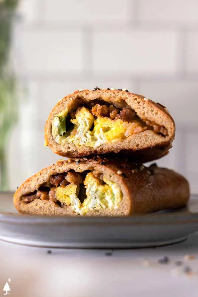 stack of keto breakfast sandwich