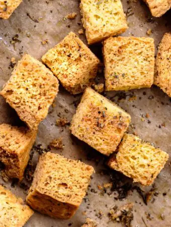 top view of best low carb croutons