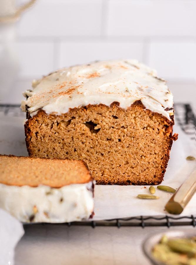 Keto Pumpkin Bread with Cream Cheese Frosting