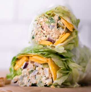healthy tuna salad in lettuce wrap