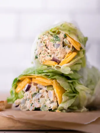 healthy tuna salad in lettuce wrap