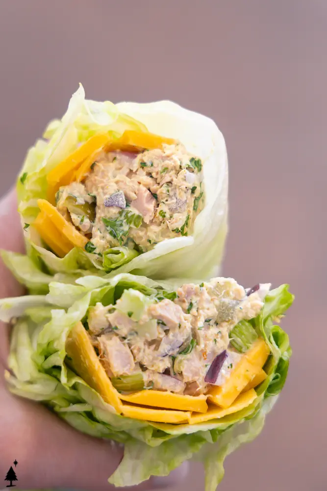 two stacks of best tuna salad