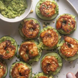 top view of shrimp cucumber bites