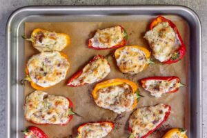 closer view of healthy stuffed mini peppers