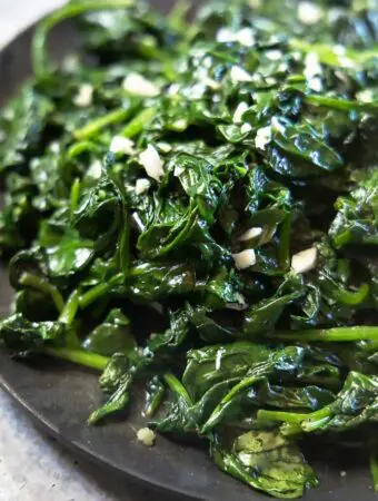 closer view of healthy sauteed spinach