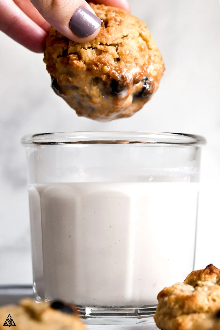 low carb oatmeal cookies with a cup of milk