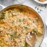 cauliflower rice casserole with a spoon