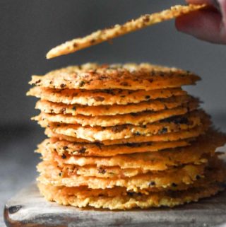 A stack of parmesan crisps