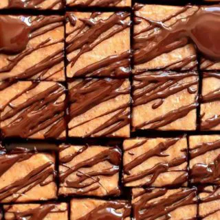 low carb peanut butter fudge slices covered in chocolate