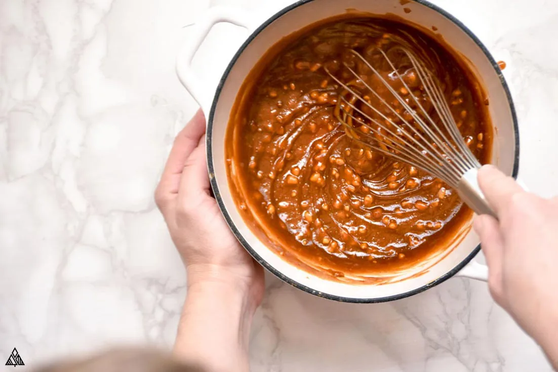 mixing together low carb peanut butter fudge ingredients