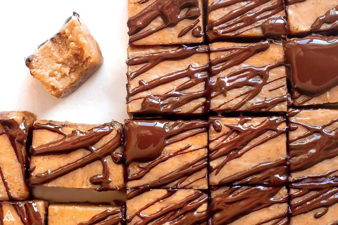 a bite taken out of low carb peanut butter fudge