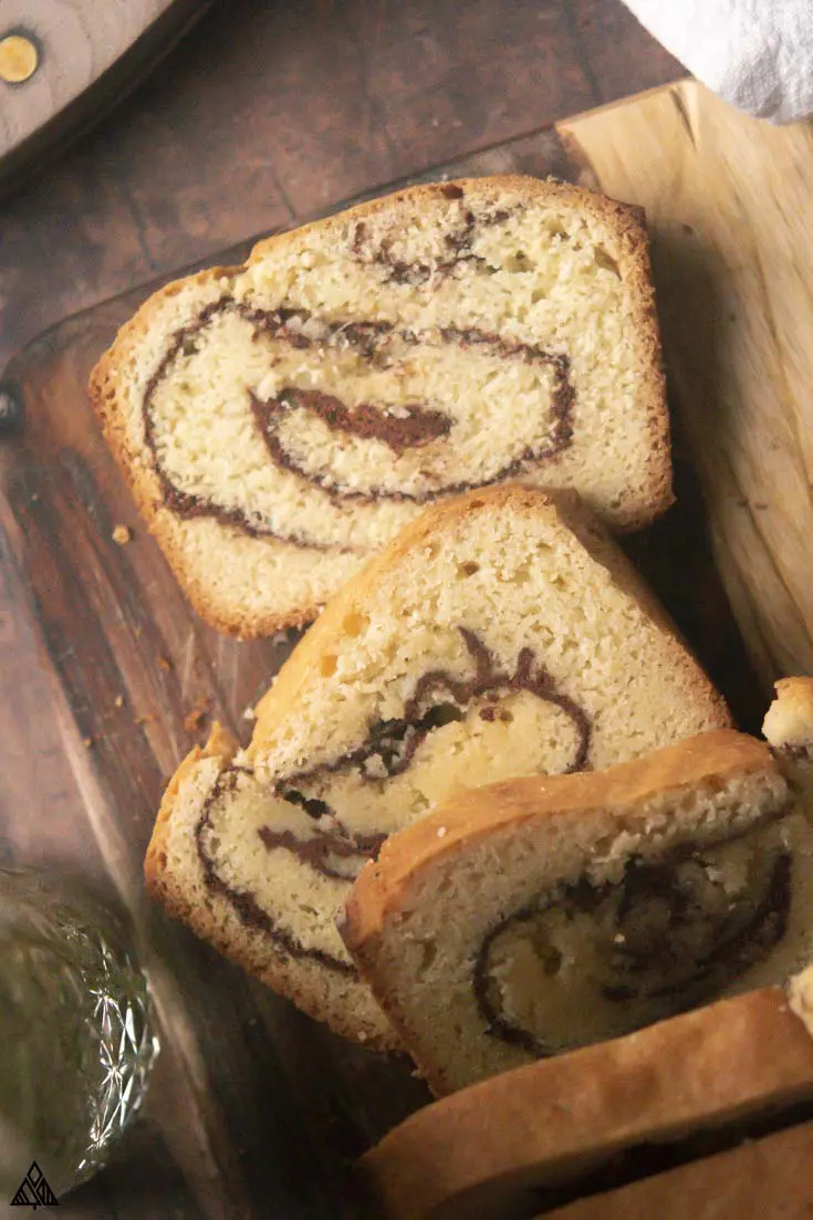 slice of low carb cinnamon swirl bread