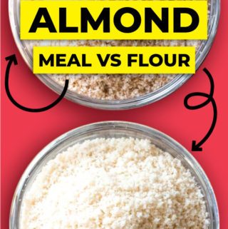 Images of almond flour and meal with a title on top