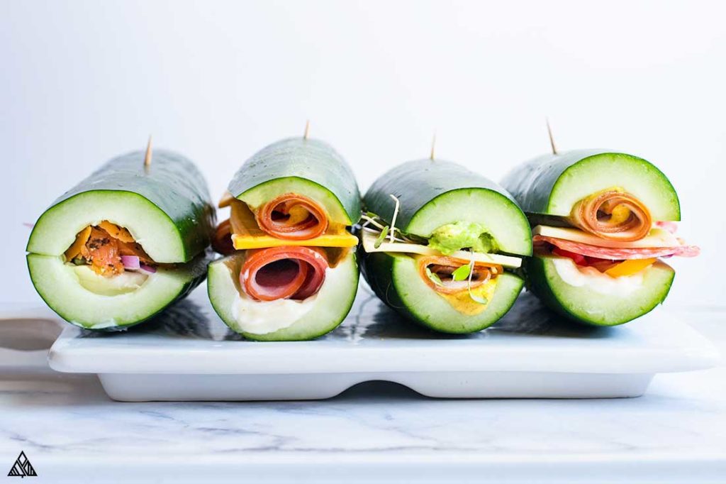 cucumber subs makes for great 
high protein low-carb snacks keto