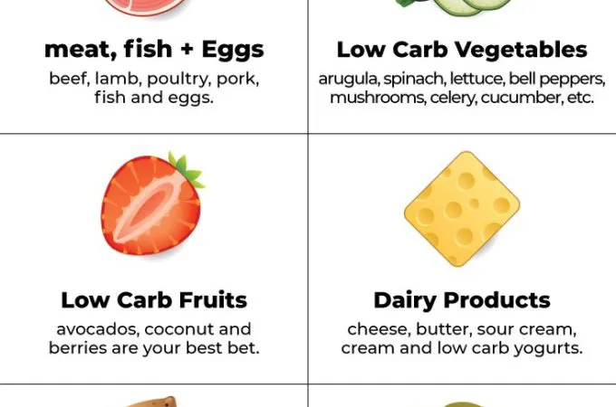 low carb foods infographic listing 6 categories of keto foods
