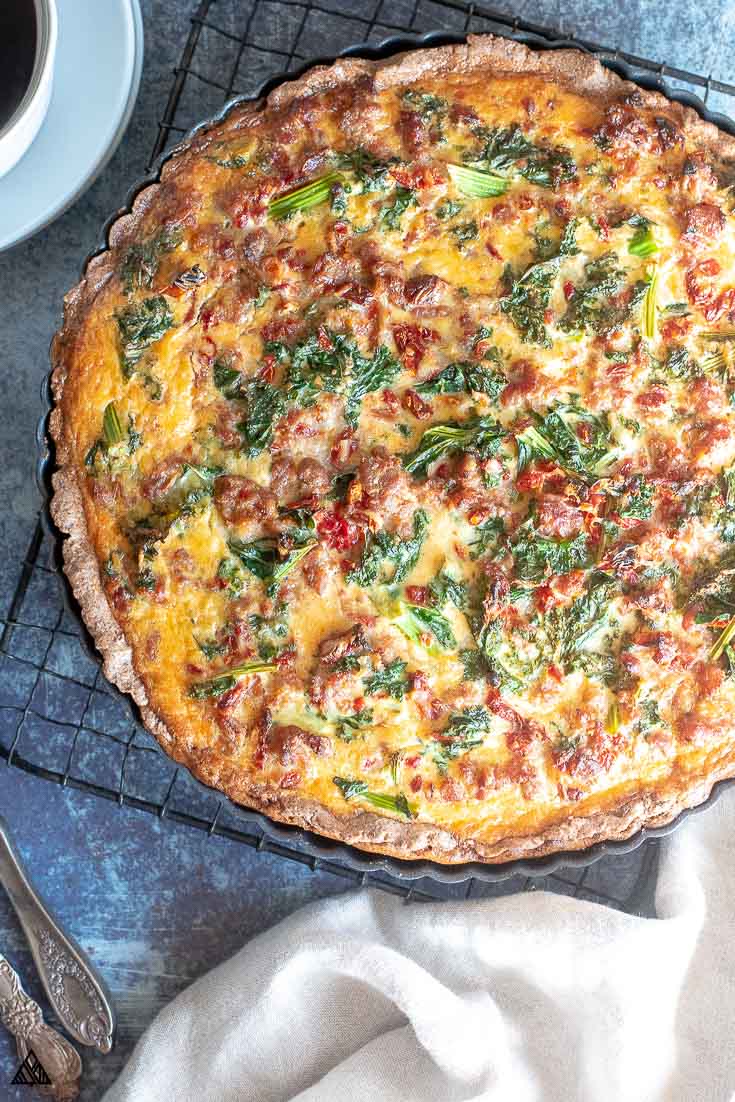 Kale Quiche, With Sausage + Tomatoes! (Low Carb + Keto!)
