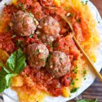 Top view of paleo meatballs in a plate