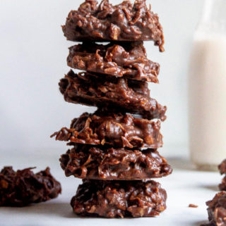 stack of low carb no bake cookies