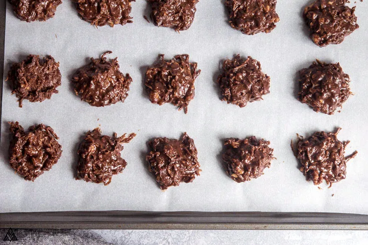 super easy low carb no bake cookies on a tray