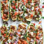 Top view of zucchini pizzas
