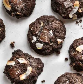 Top view of almond flour chocolate chip cookies