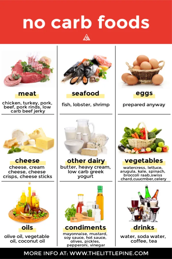 Infographic of no carb foods