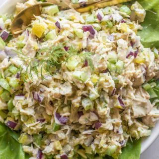 Canned chicken salad in a plate