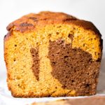 Front view of a healthy pumpkin bread loaf