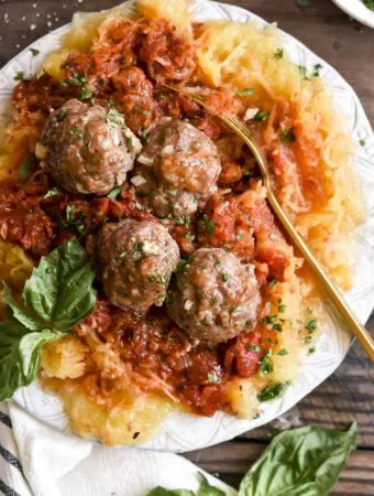 Closer look of low carb meatballs