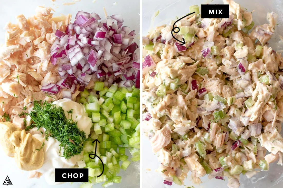 Steps in making canned chicken salad