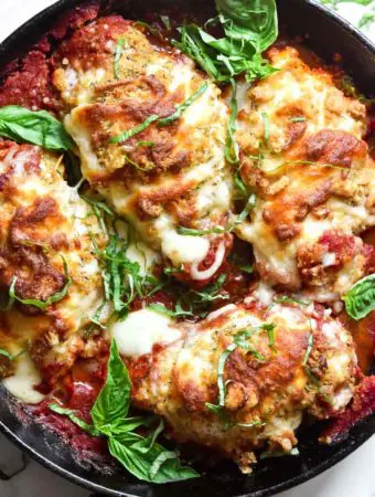 top view of stuffed chicken parmesan