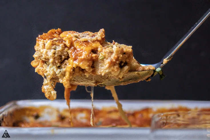 a spoon of cabbage lasagna