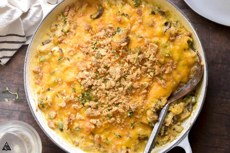 top view of low carb tuna casserole