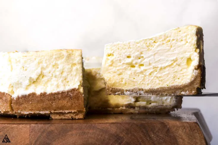 Slices of low carb cheesecake