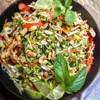 Thai chicken salad in a pan