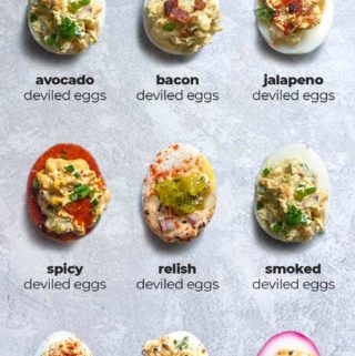 graphic with 9 variations of deviled eggs